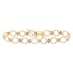 Vintage 1990s Cartier Geometric Two Tone Link Bracelet in Yellow and White Gold