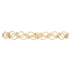 Vintage 1990s Cartier Geometric Two Tone Link Bracelet in Yellow and White Gold