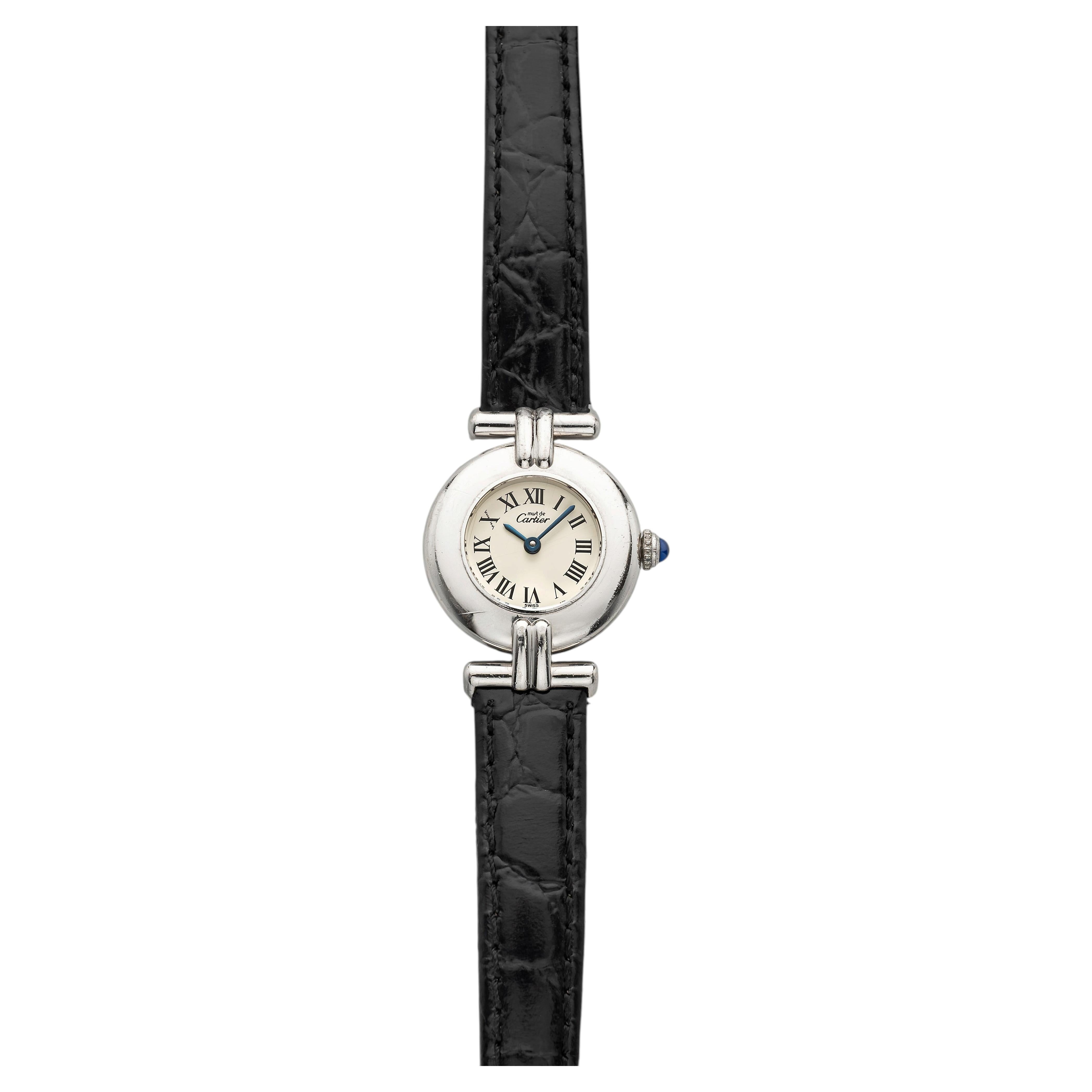 Vintage 1990s Cartier Lady Colisee 1903 Sterling Silver White Dial Quartz 24mm