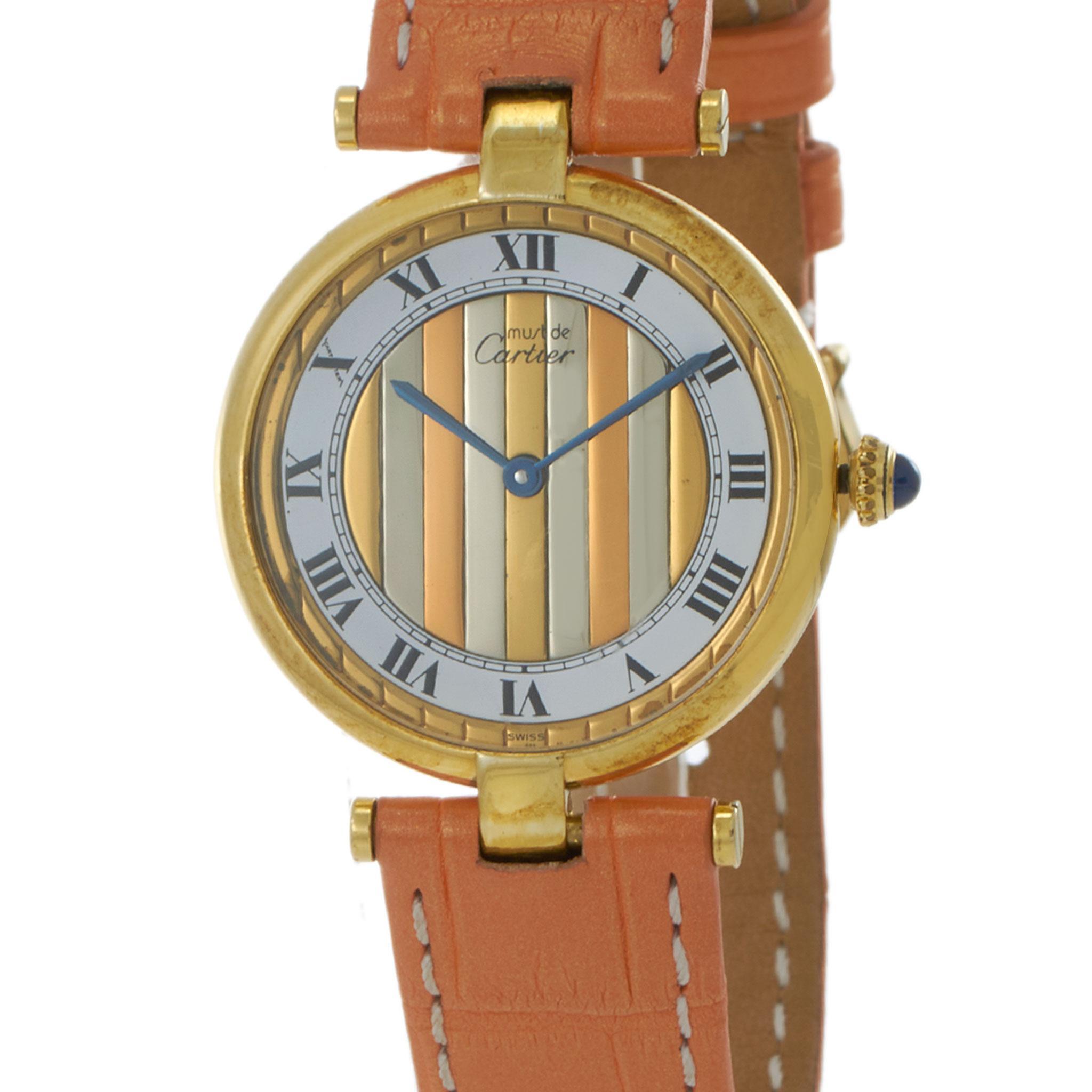 Reloj Vintage años 90 Cartier Must de Cartier Vendôme Esfera Trinidad - Cuarzo en Bueno estado para la venta en New York, NY