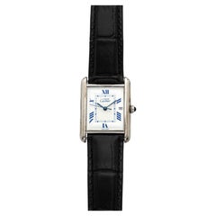 Vintage 1990s Cartier Must Tank Large 2414 Silver White Roman Dial Quartz 25 mm
