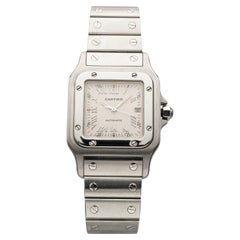 Vintage 1990 Cartier Santos Galbée Steel 2319 Auto Guilloché Dial 29mm