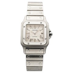 Vintage 1990 Cartier Santos Galbée Steel 2319 Auto Guilloché Dial 29mm