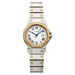 Cartier Santos octogonale des années 1990, modèle 2966, bicolore, cadran romain blanc, automatique, 30 mm