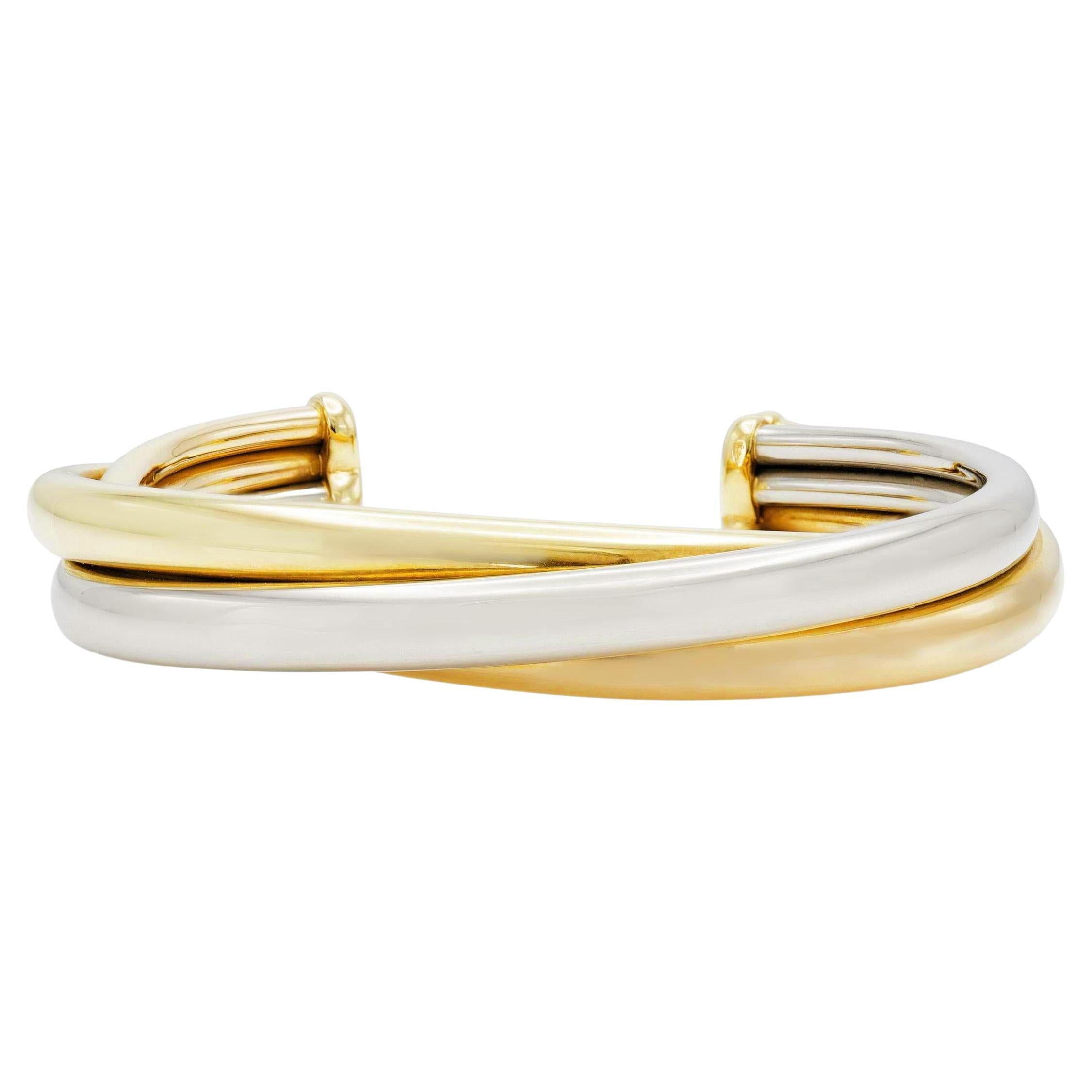 Vintage 1990s Cartier Trinity Tricolor Cuff Bracelet