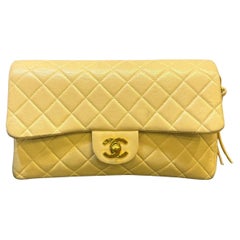Vintage 1990s Chanel Beige Lambskin Quilted Medium Zip Flap Backpack