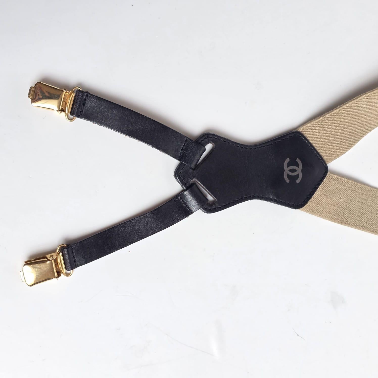 Vintage 1990er Chanel Beige Hosenträger im Angebot 5