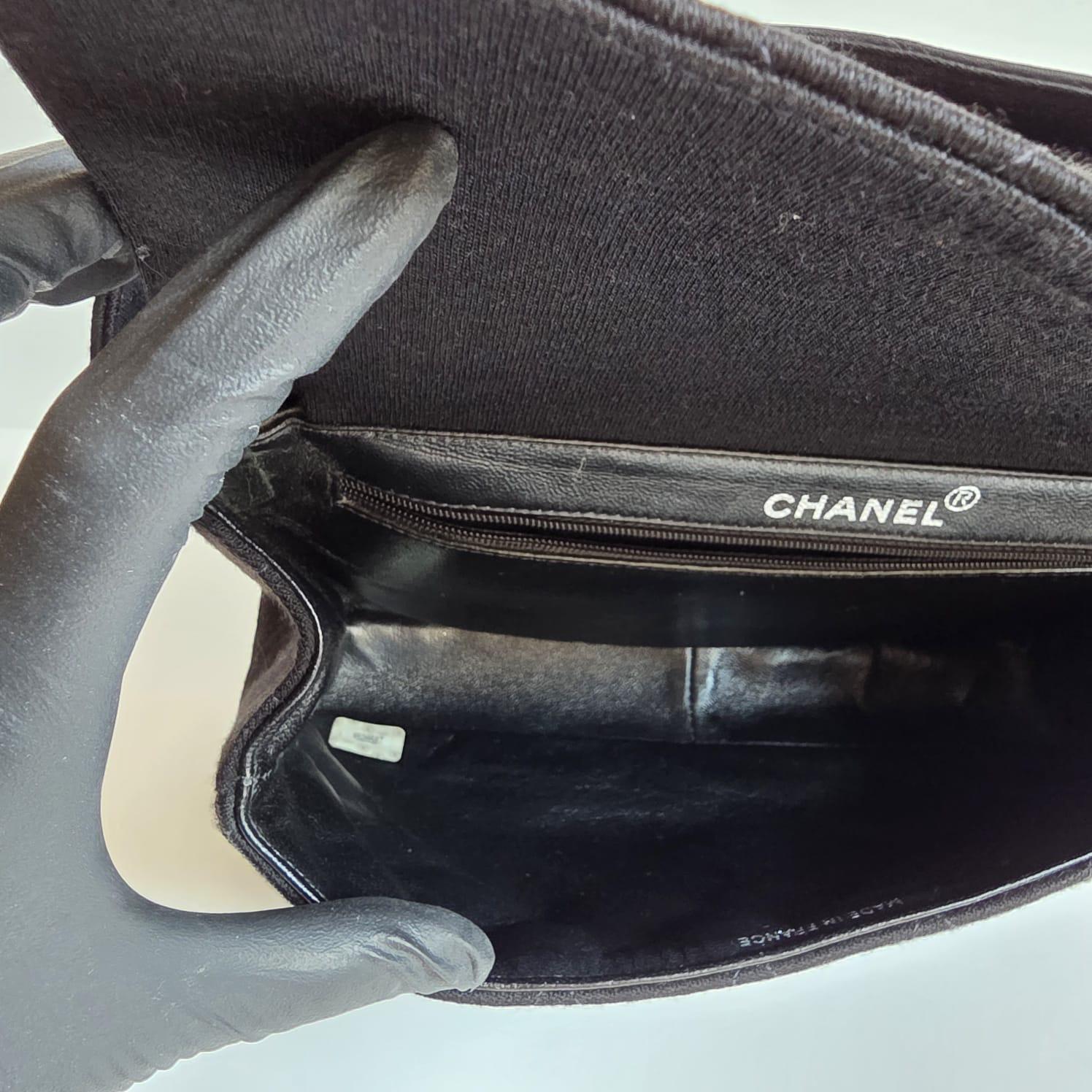 Vintage 1990s Chanel Black Jersey Medium Double Face Top Handle Bag For Sale 8