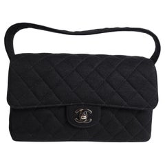 Vintage 1990s Chanel Black Jersey Medium Double Face Top Handle Bag