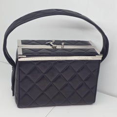 Vintage 1990s Chanel Black Lambskin Vanity Box Bag