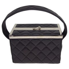 Vintage 1990s Chanel Black Lambskin Vanity Box Bag