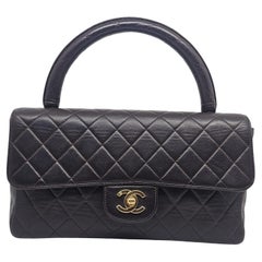 Vintage 1990 Chanel Chocolate Lambskin Medium Top Handle Kelly Bag