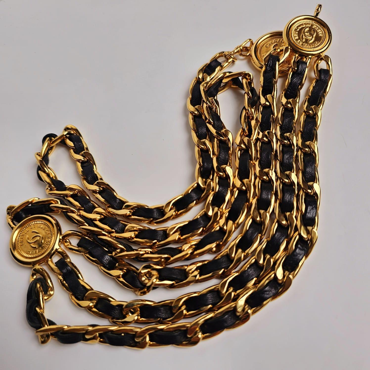Vintage 1990s Chanel Chunky Chain Layered Belt For Sale 6