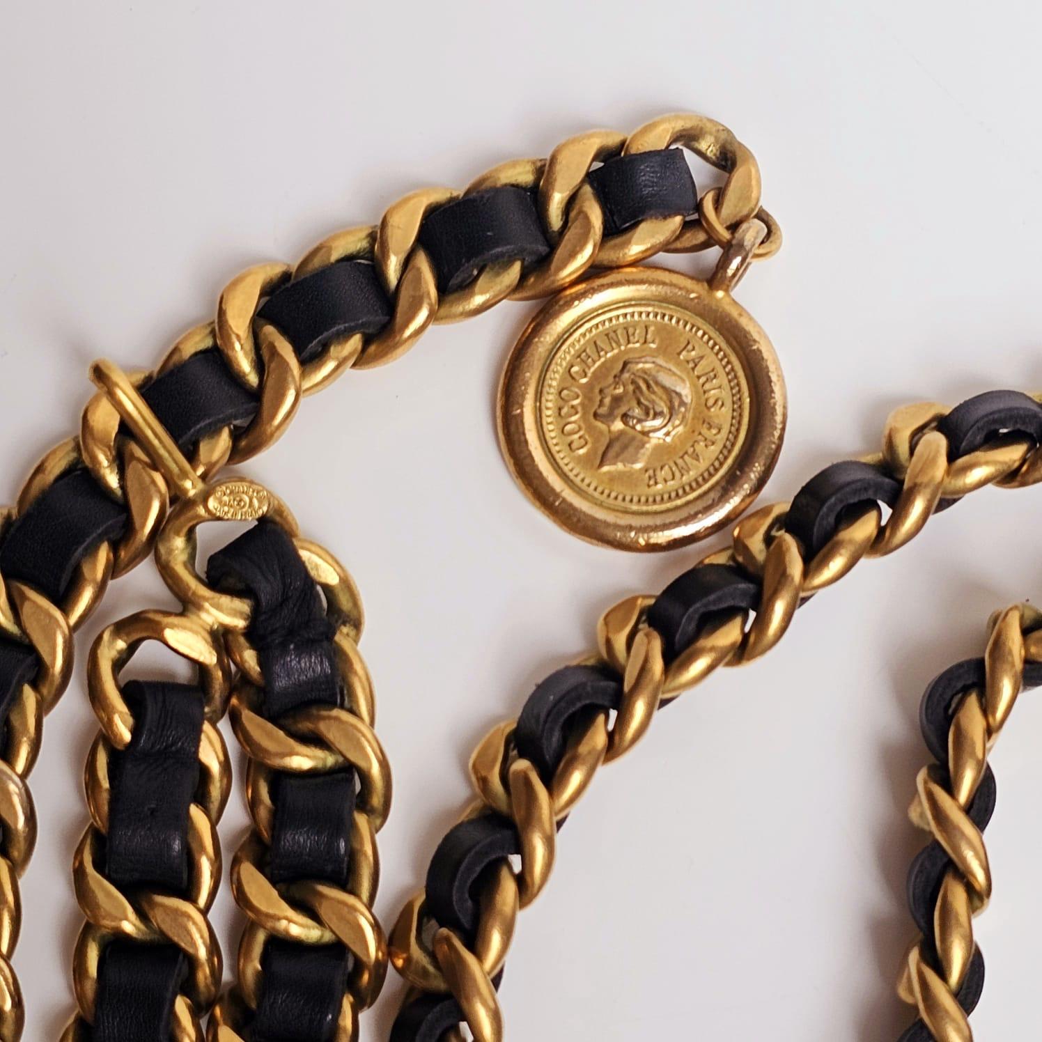Vintage 1990s Chanel Chunky Chain Layered Belt For Sale 9