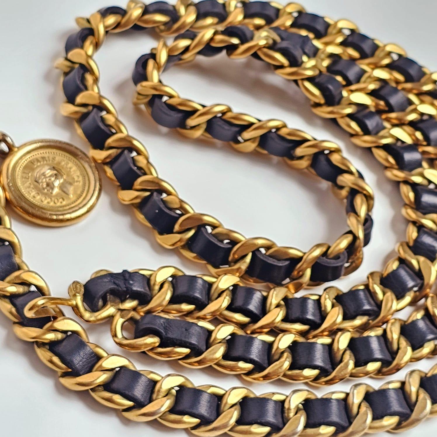 Black Vintage 1990s Chanel Chunky Chain Layered Belt For Sale