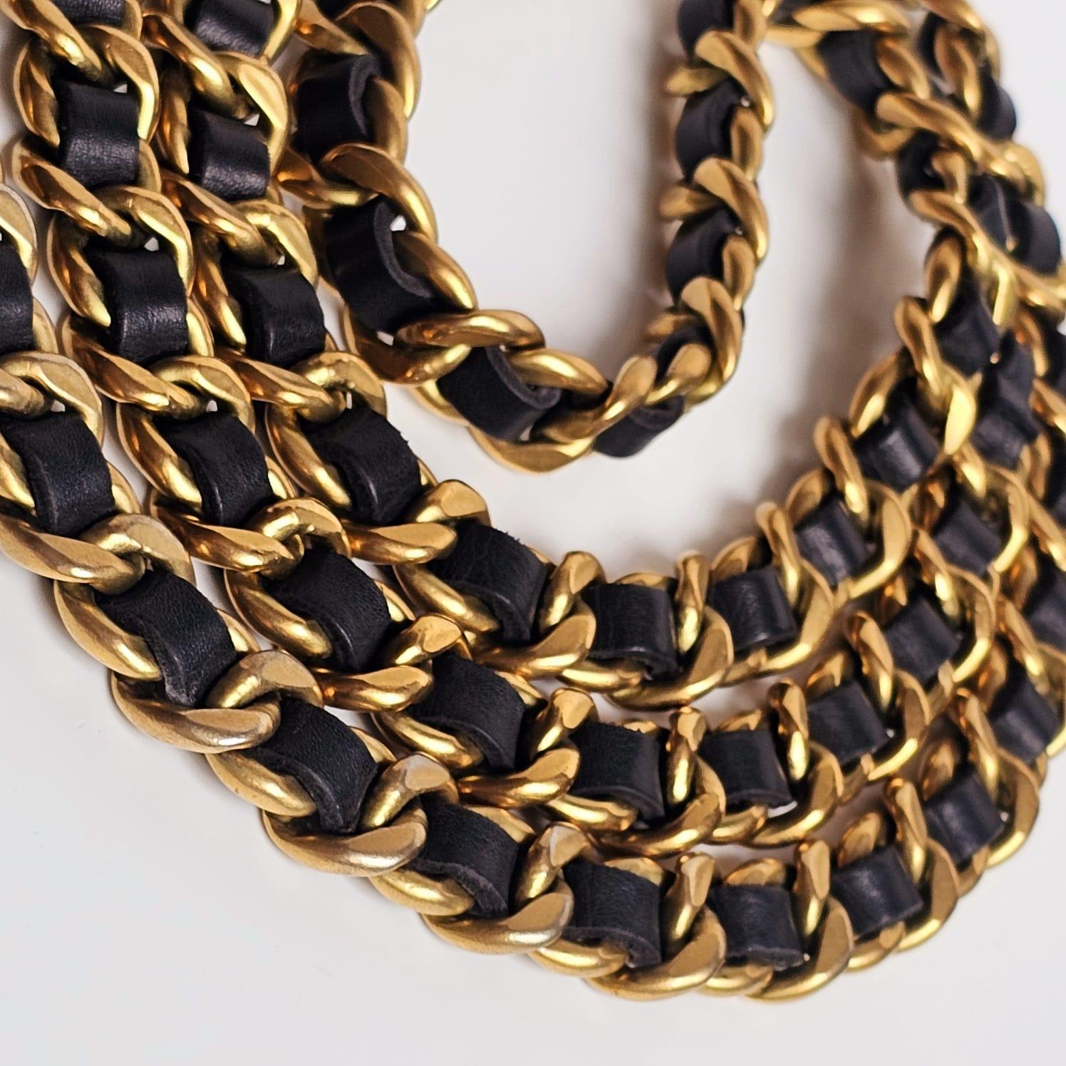 Vintage 1990s Chanel Chunky Chain Layered Belt For Sale 1