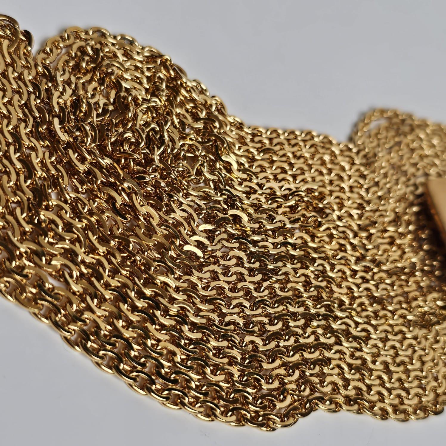 Vintage 1990s Chanel Gold Buckle Chain Layered Belt For Sale 5