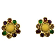 Vintage 1990s Chanel Gripoix Clip On Earrings