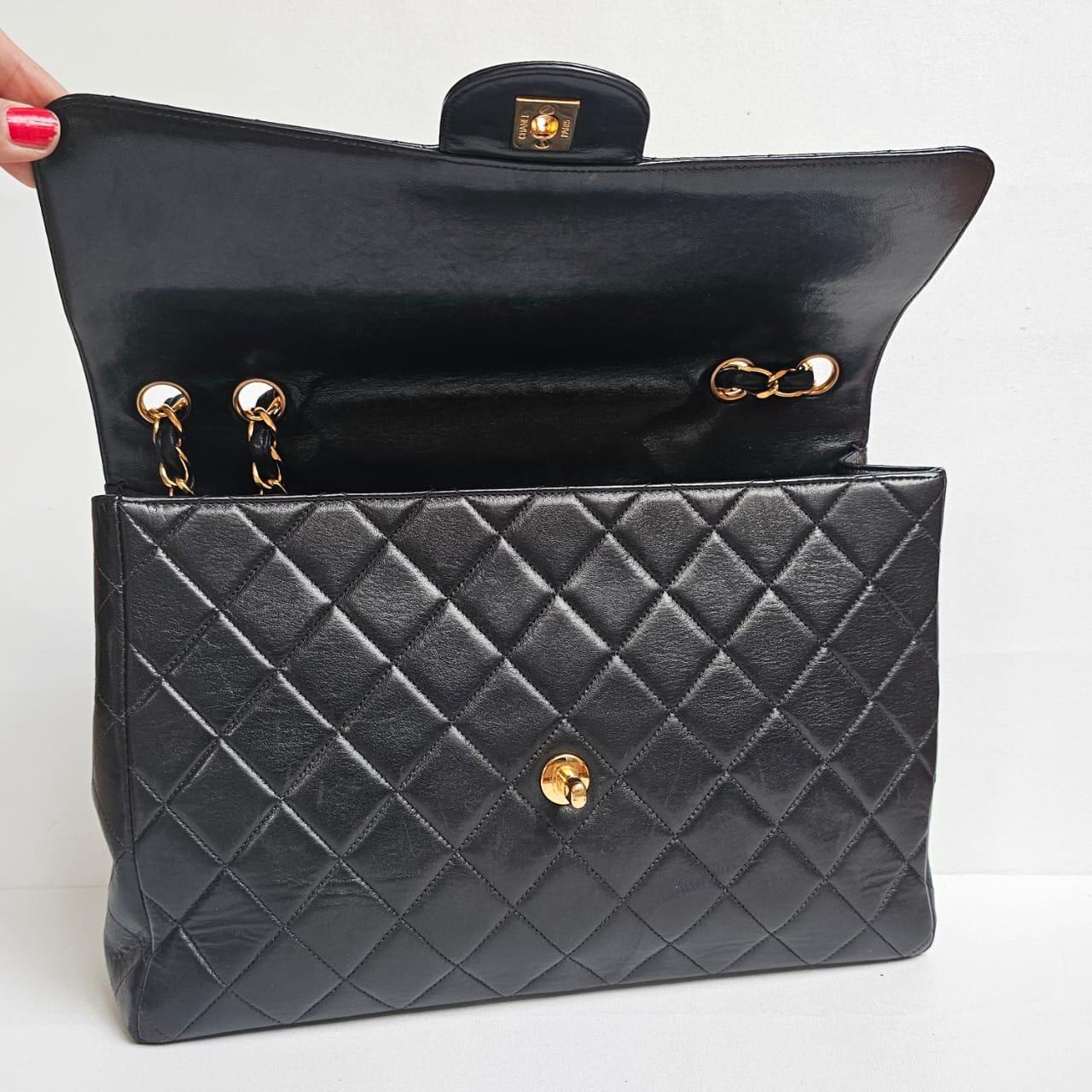 Vintage 1990s Chanel Jumbo Lambskin Quilted Jumbo Flap Bag 5