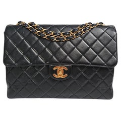 Vintage 1990 Chanel Jumbo Lambskin Quilted Jumbo Flap Bag