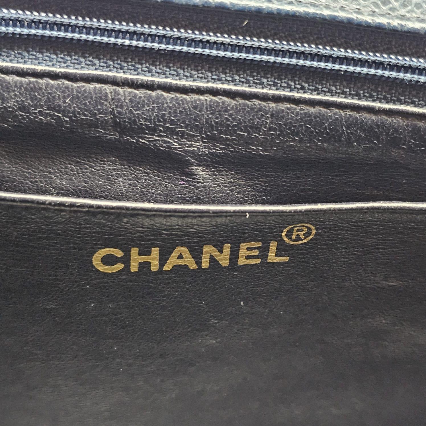 Vintage 1990s Chanel Navy Caviar Quilted Square Flap Bag 2