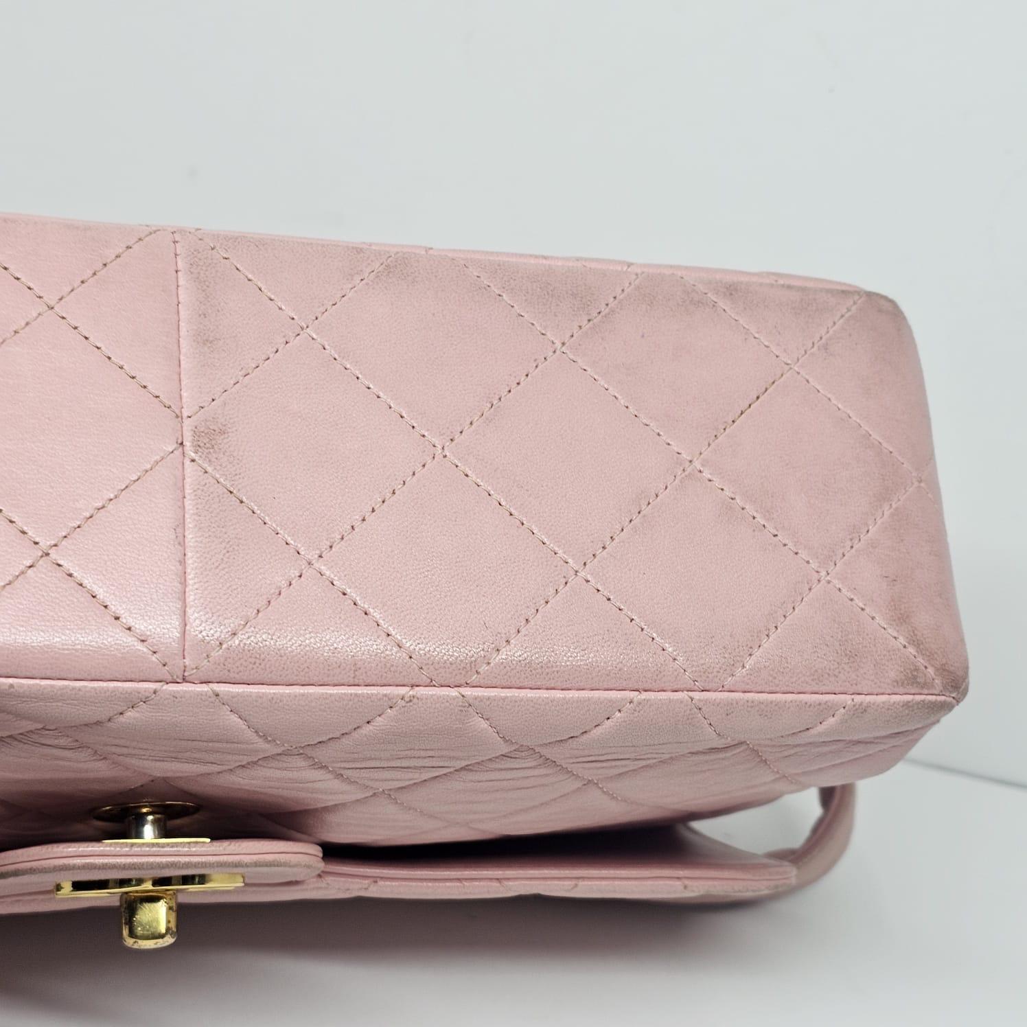 Vintage 1990s Chanel Pink Sakura Medium Lambskin Biface Top Handle Bag For Sale 13