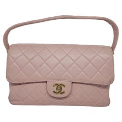Vintage 1990s Chanel Pink Sakura Medium Lambskin Biface Top Handle Bag