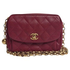 Vintage anni '90 Chanel Red Caviar Mini Camera Bag