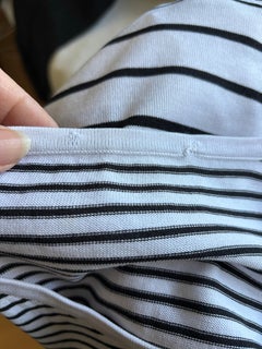 Vintage 1990s Chanel Striped Knit Top with CC Logo and Signature Buttons