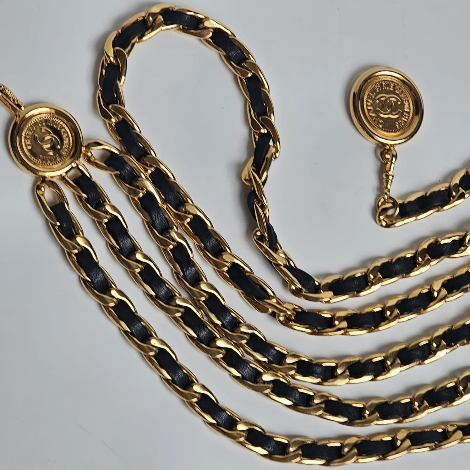 Vintage 1990s Chanel Triple Layered Medallion Belt 5