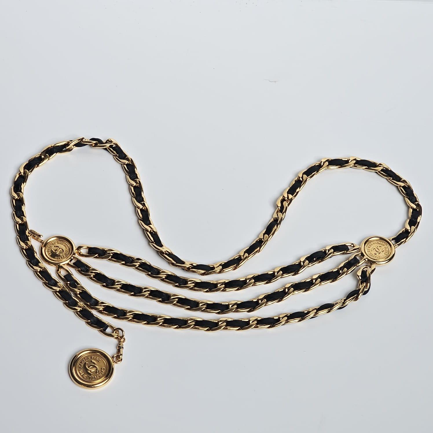 Vintage 1990s Chanel Triple Layered Medallion Belt 8