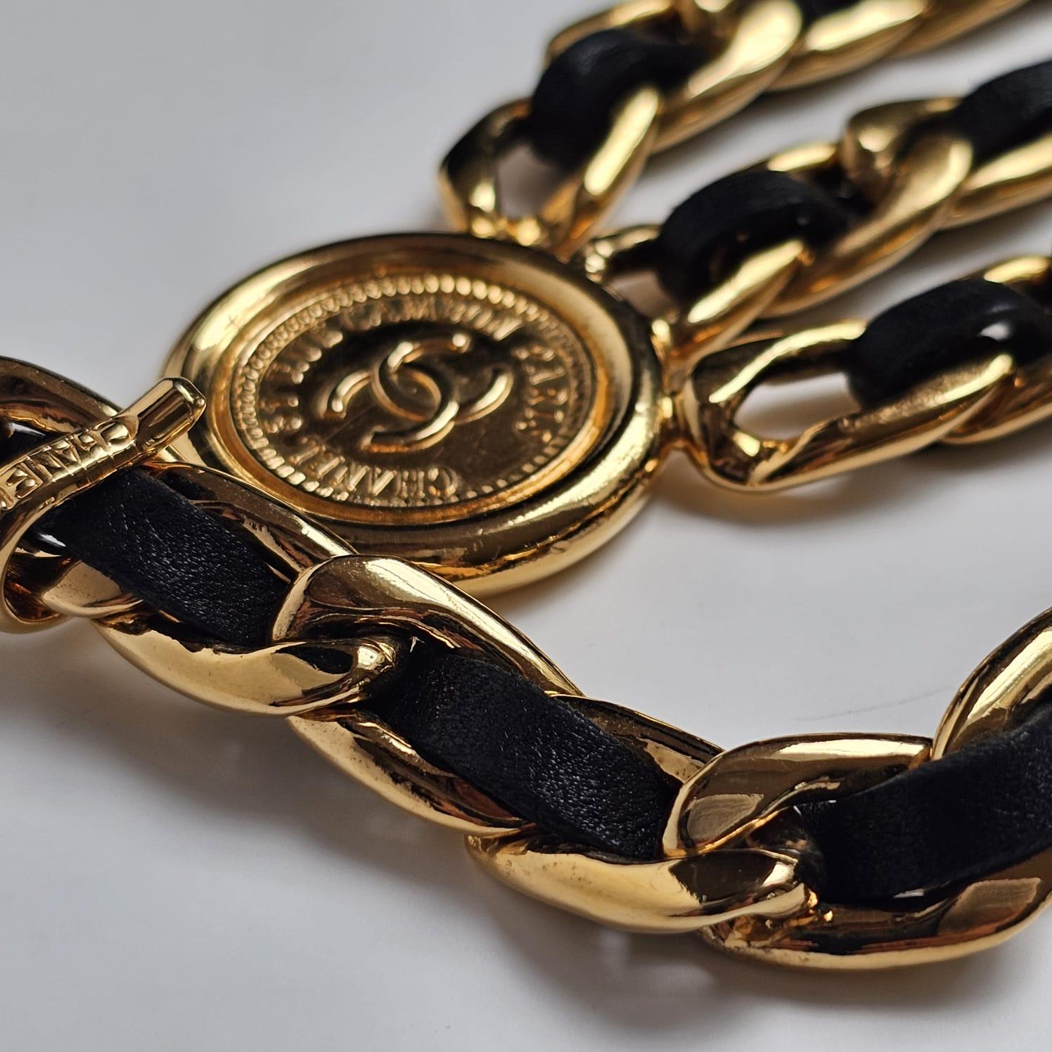 Vintage 1990s Chanel Triple Layered Medallion Belt 2