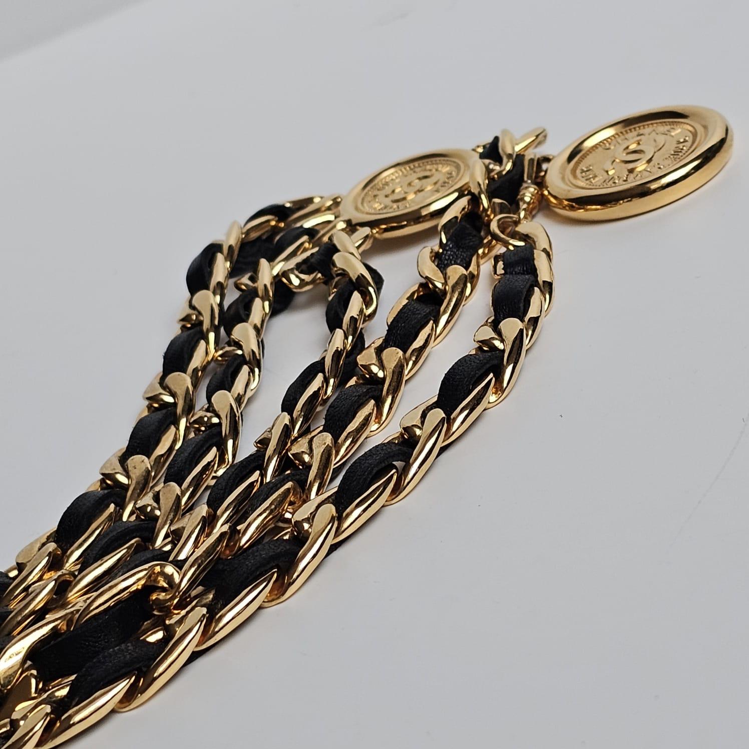 Vintage 1990s Chanel Triple Layered Medallion Belt 4
