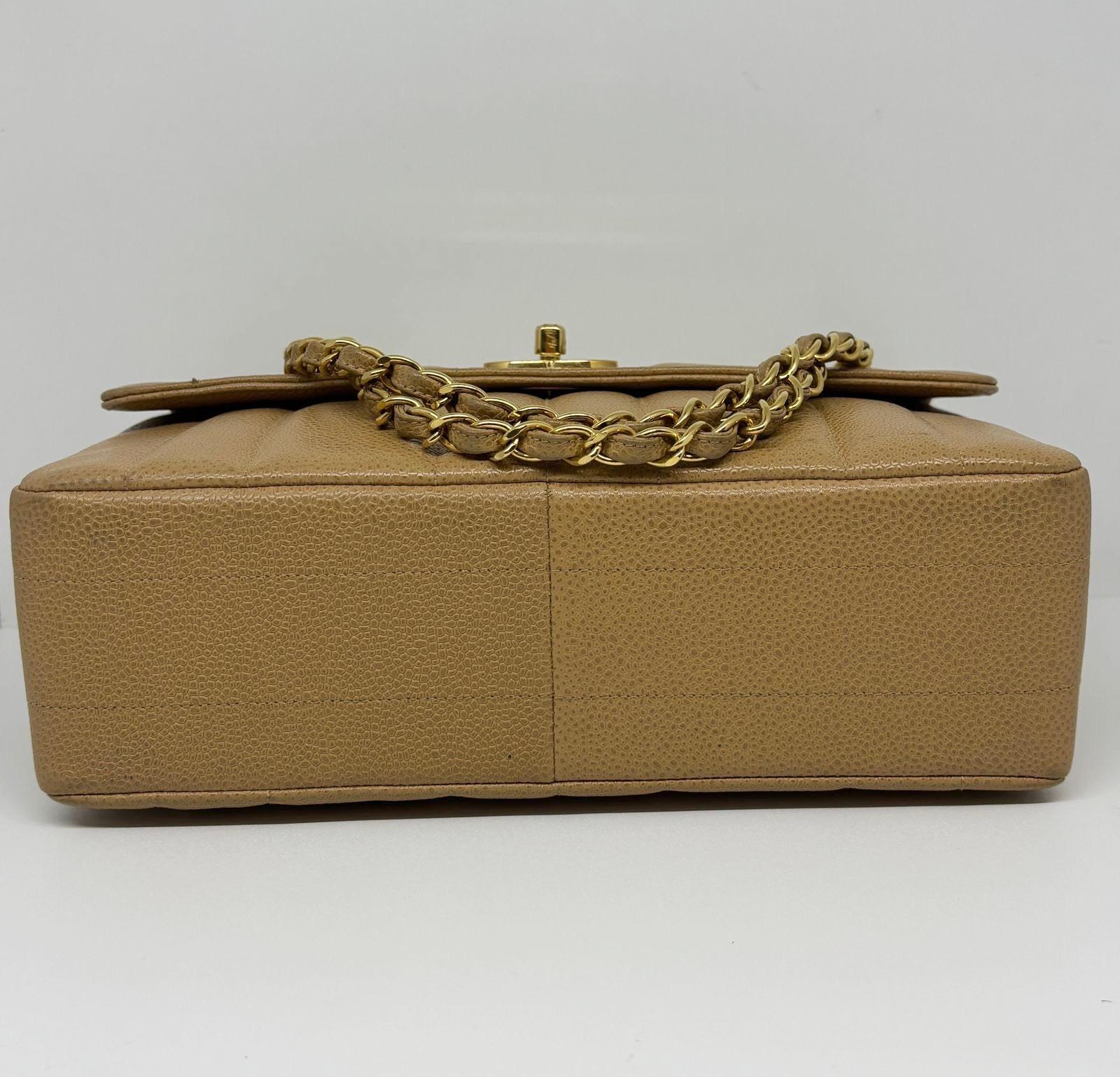 Women's or Men's Vintage 1990s Chanel Vertical Quilt Caramel Caviar Flap Bag