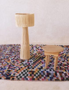 Vintage 1990s Checkered Colorful Moroccan Boujaad Rug