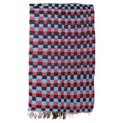 Vintage 1990s Checkered Moroccan Boujaad Rug