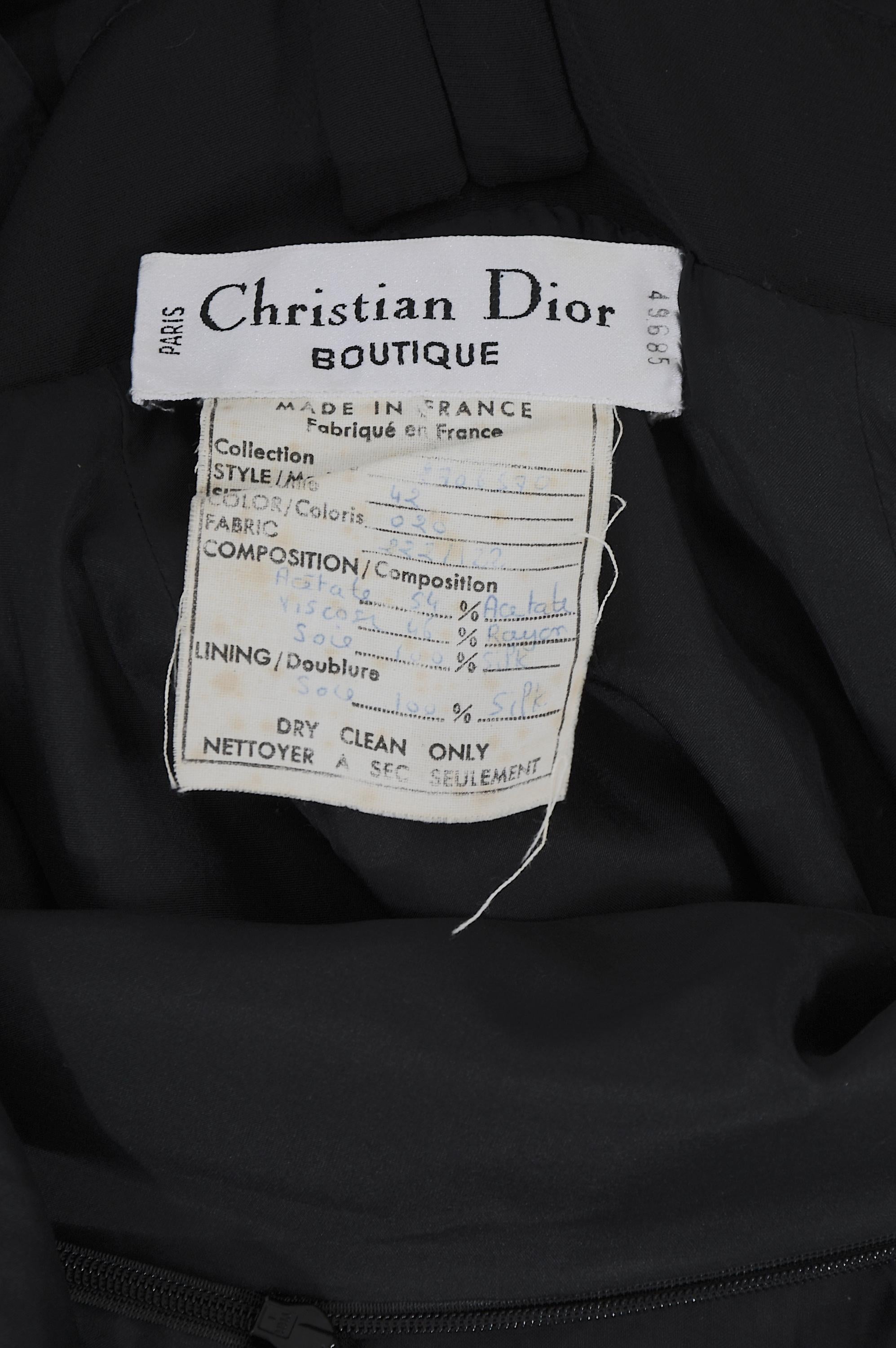 Christian Dior by Gianfranco Ferre S/S 1994 vintage black silk evening dress For Sale 11