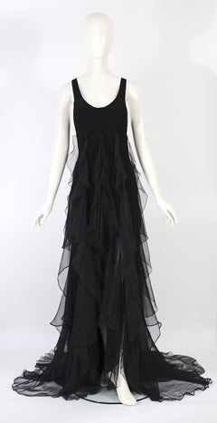 Christian Dior by Gianfranco Ferre S/S 1994 vintage black silk evening dress