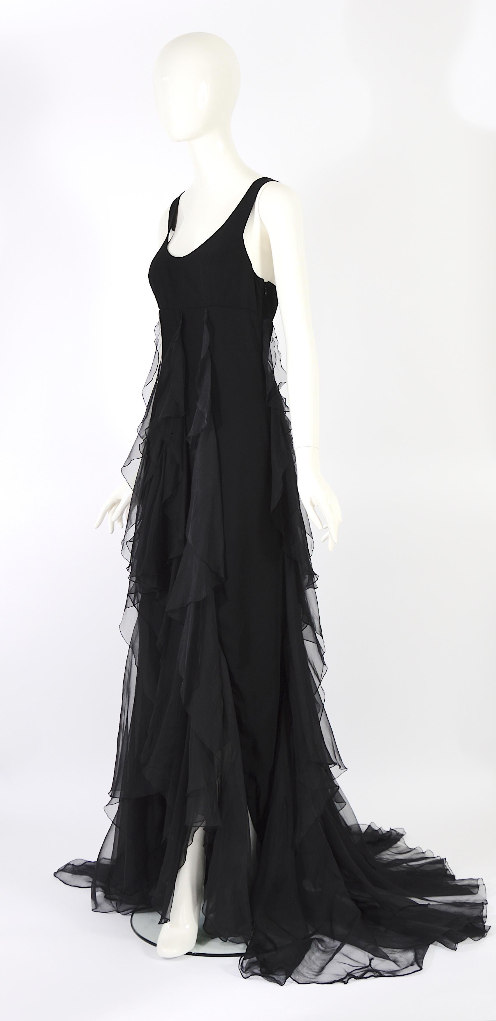 Christian Dior by Gianfranco Ferre S/S 1994 vintage black silk evening dress In Good Condition For Sale In Antwerp, BE