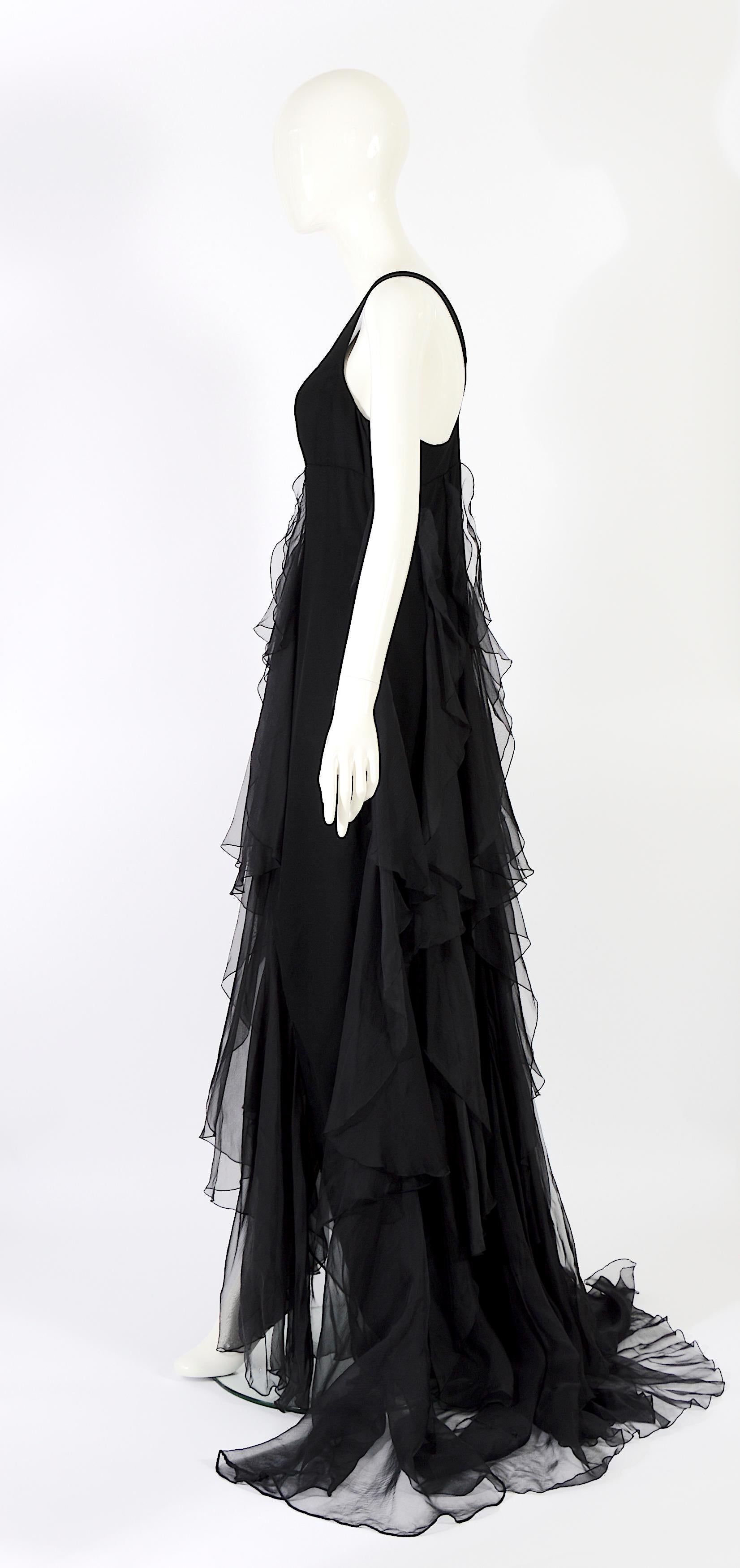 Christian Dior by Gianfranco Ferre F/S 1994 Schwarzes Vintage-Abendkleid aus Seide Damen im Angebot