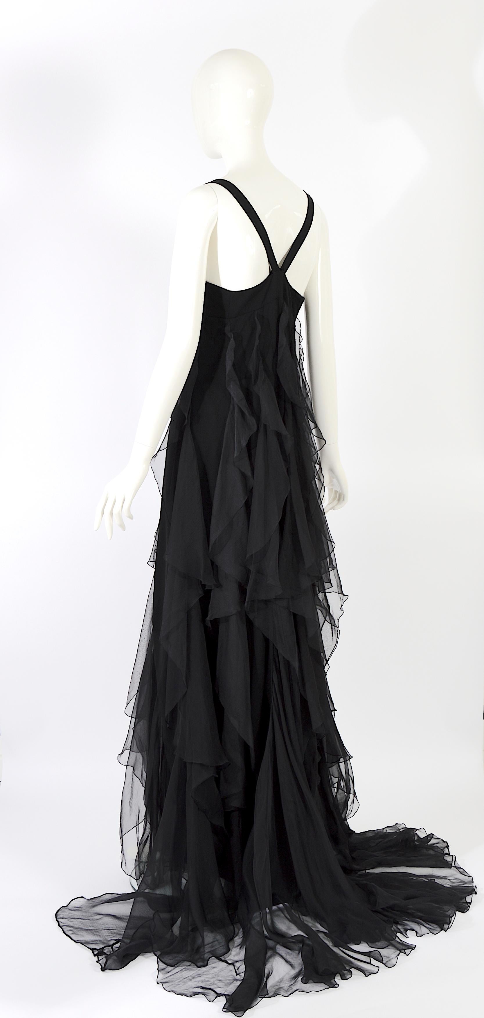 Christian Dior by Gianfranco Ferre S/S 1994 vintage black silk evening dress For Sale 1