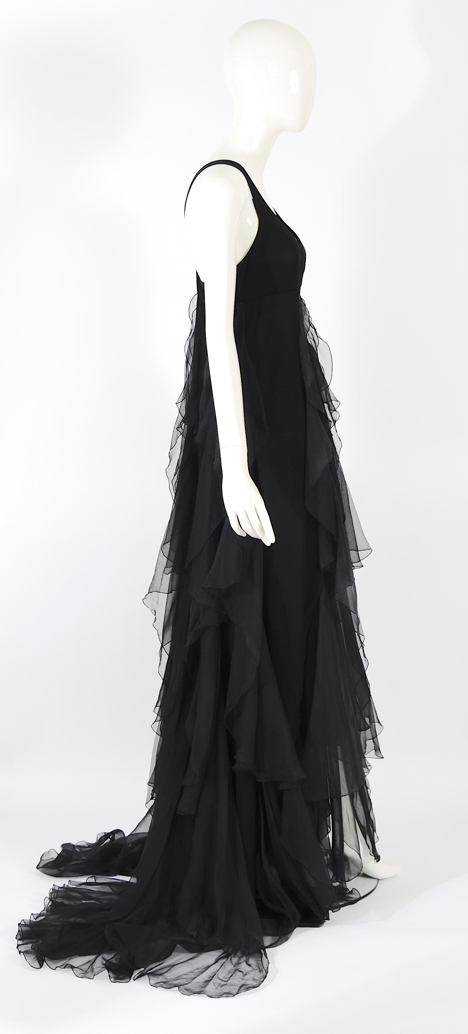 Christian Dior by Gianfranco Ferre S/S 1994 vintage black silk evening dress For Sale 4