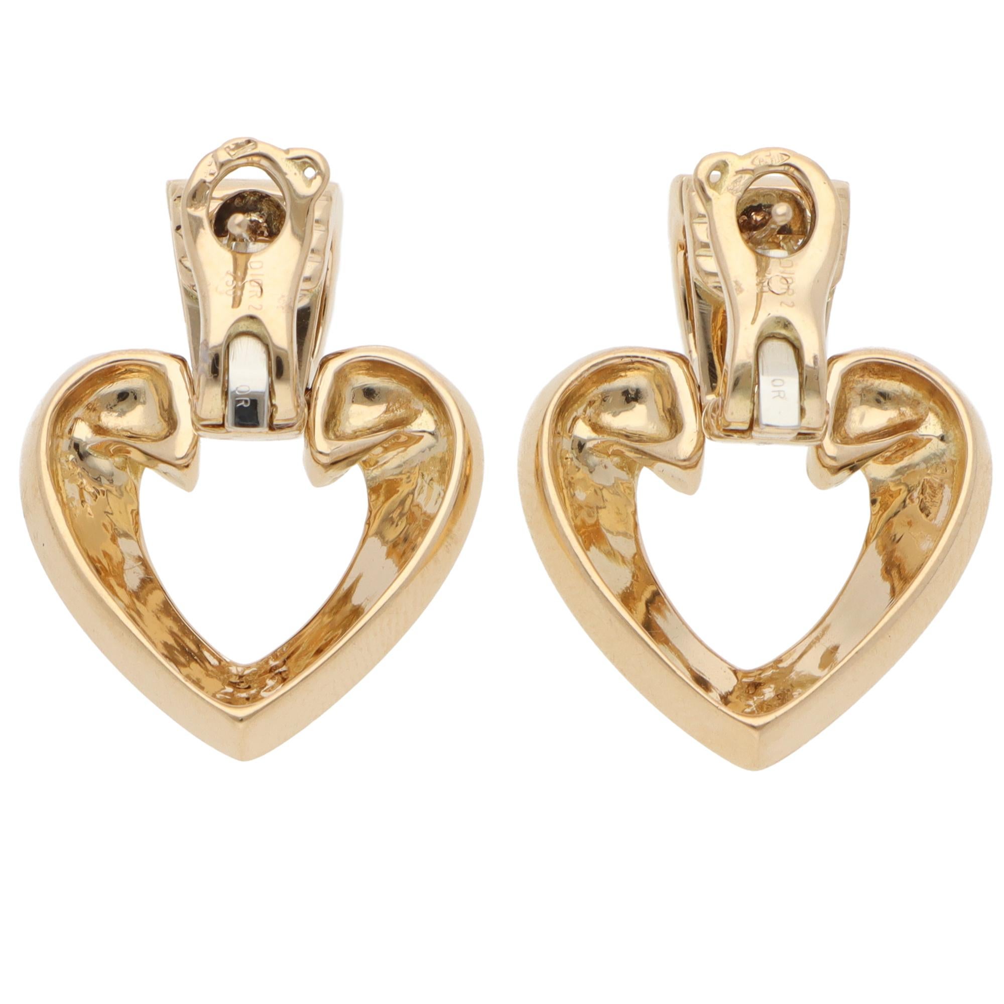 Brilliant Cut Vintage 1990s Christian Dior Diamond Earrings in Yellow Gold For Sale