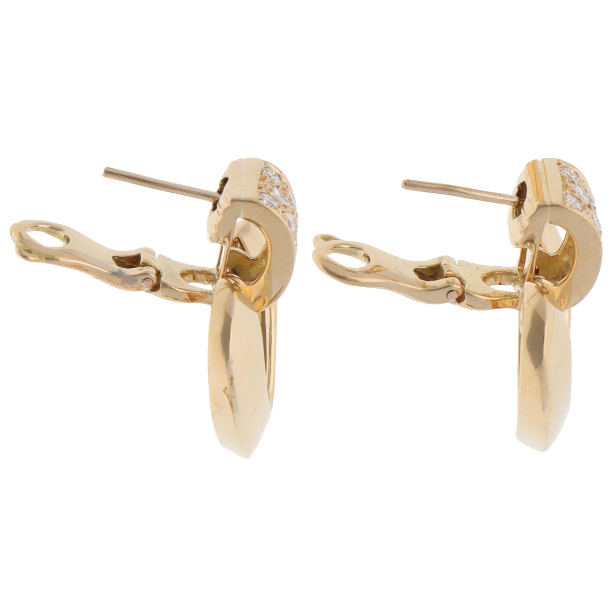 Vintage 1990s Christian Dior Diamond Earrings in Yellow Gold In Excellent Condition For Sale In London, GB