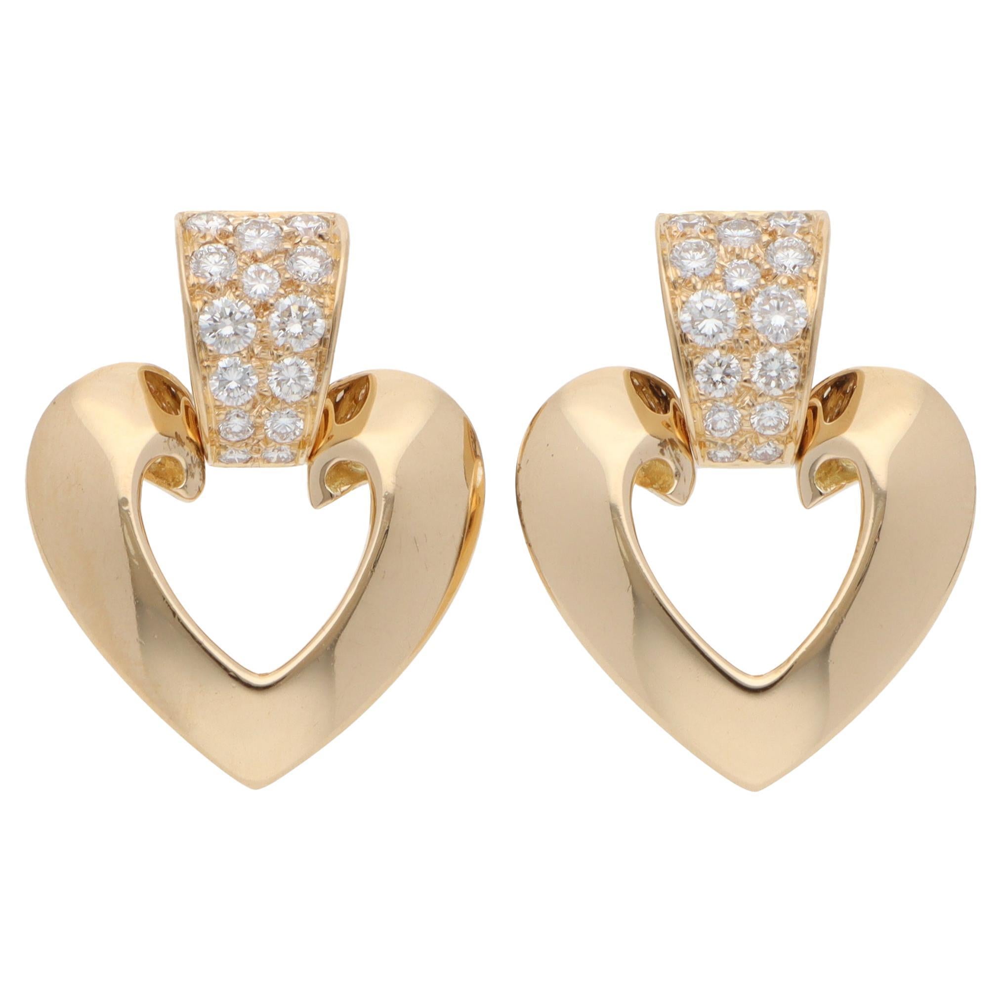 Vintage 1990s Christian Dior Diamond Earrings in Yellow Gold