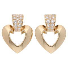Vintage 1990s Christian Dior Diamond Earrings in Yellow Gold