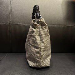 Vintage 1990s Christian Dior Houndstooth Fabric Malice Pearl Bag