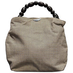 Vintage 1990s Christian Dior Houndstooth Fabric Malice Pearl Bag