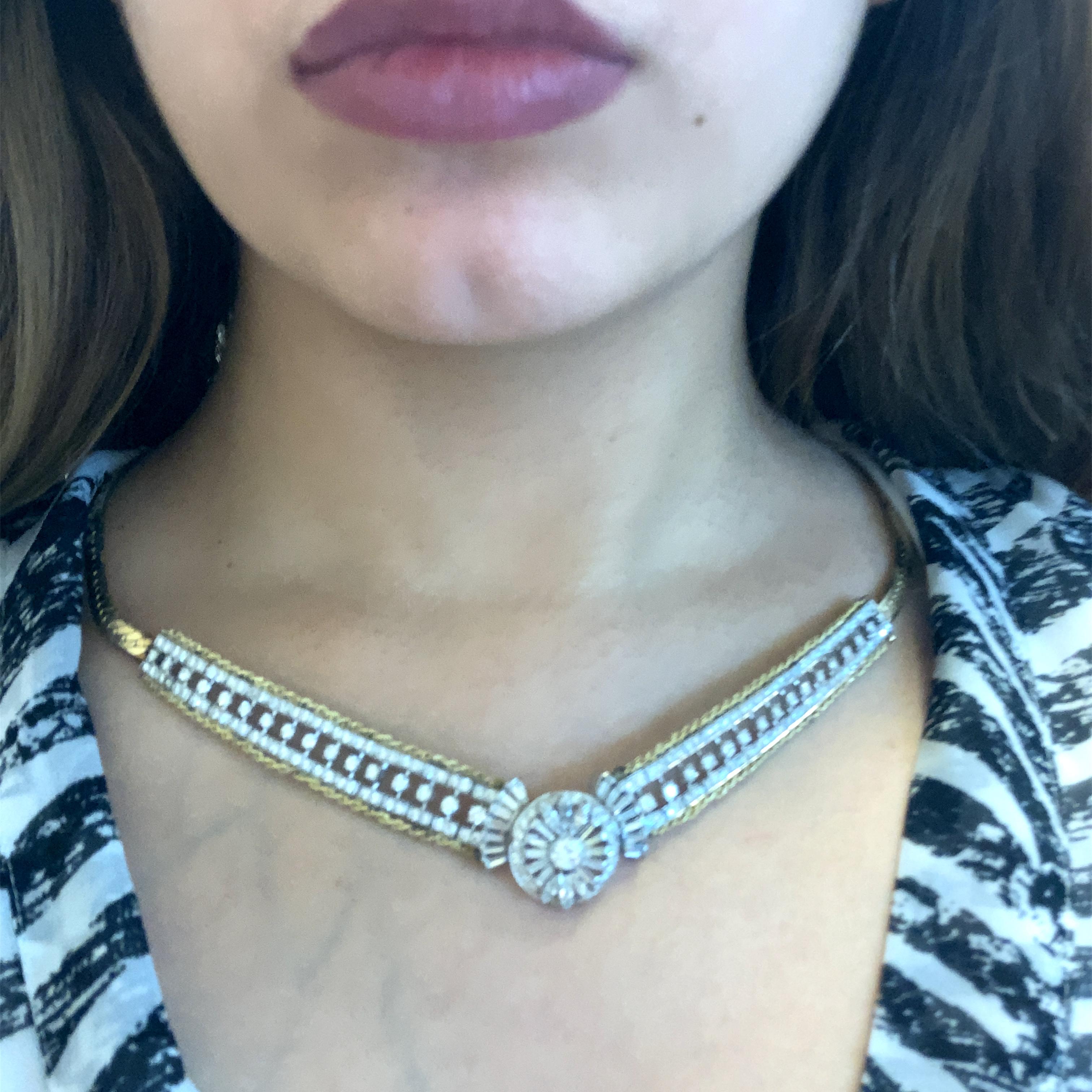 Vintage 1990''s Chunky Statement Necklace With Diamonds en vente 4