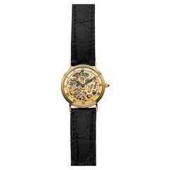 Vintage años 90 Croton Esqueleto de oro amarillo de 18 quilates de cuerda manual 33 mm